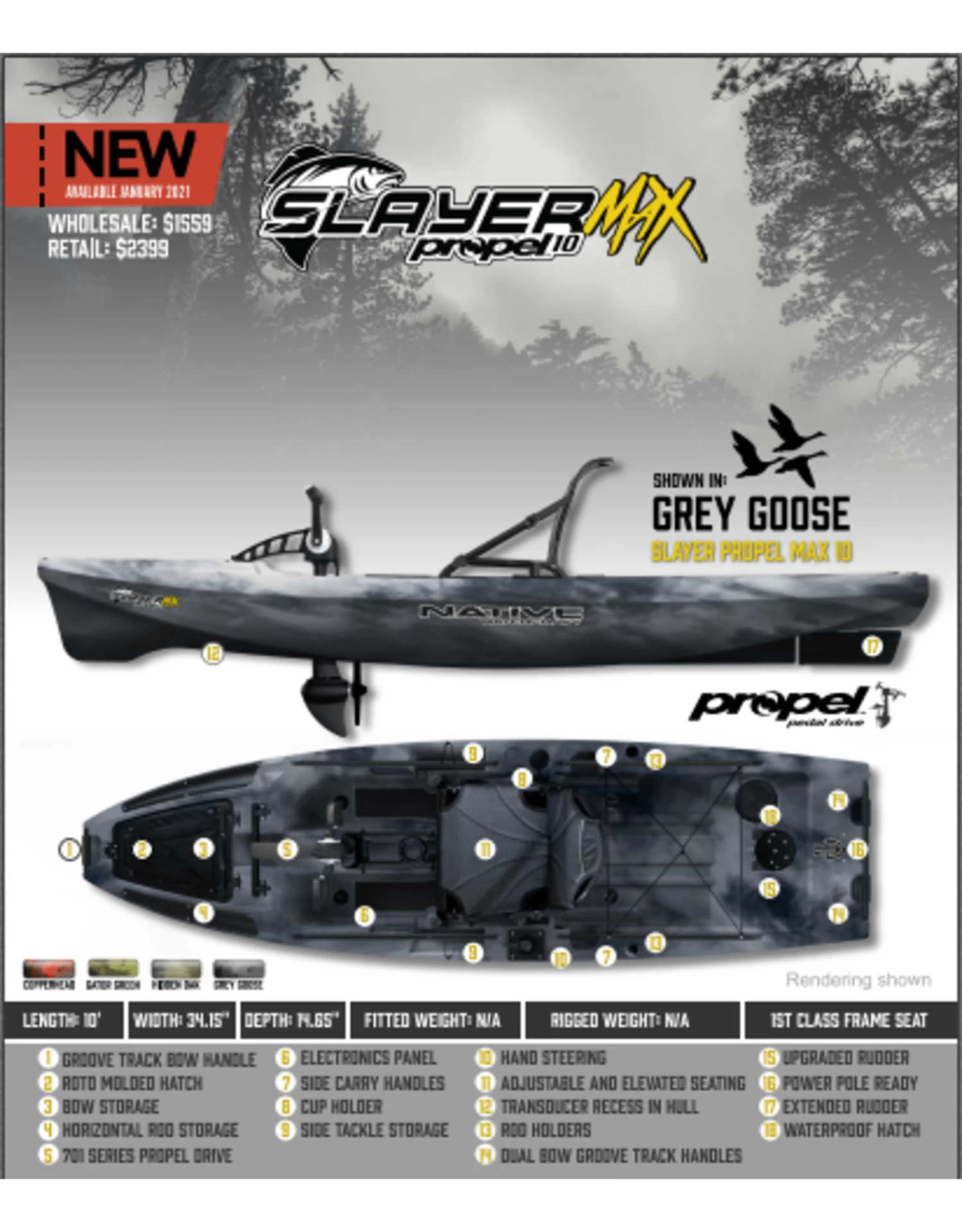 Slayer 10 MAX Propel Mit Springblade Rudder - Native Watercraft - Image 4