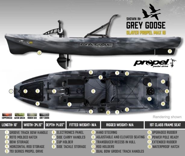 Slayer 10 MAX Propel Mit Springblade Rudder - Native Watercraft